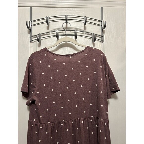 Raglan Dress Burgundy with white polka dot Women’s size XL Swing Comfy Tiered - Picture 3 of 16